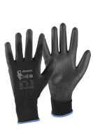 rukavice BRITA BLACK, s PU dlaňou a úpletom, veľkosť 7