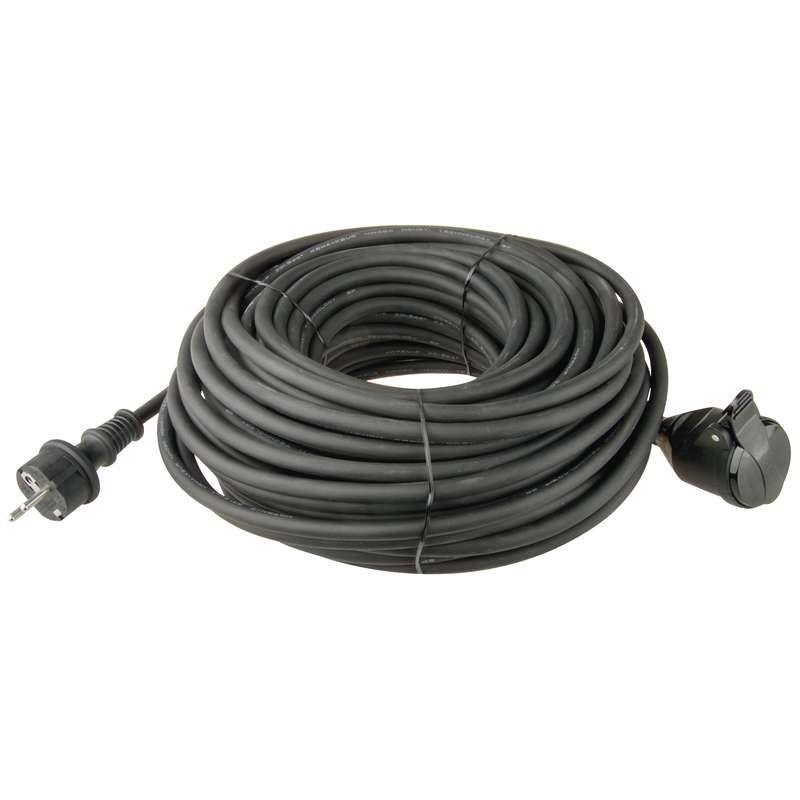 Kábel predlžovací, gumený, čierny, 20 m, ~ 250 V / 16 A
