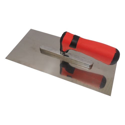 TOPTRADE hladítko nerezové, s pogumovanou rukoväťou, hladké, 270 x 130 mm, profi