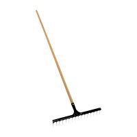 TOPTRADE hrable kovové, kolmý zub, s drevenou násadou, 14 zubov