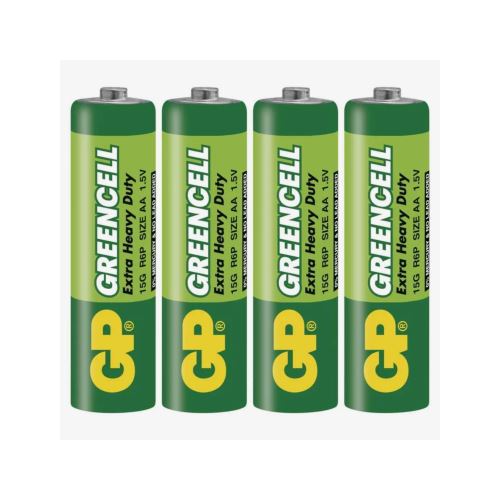 batérie GP Greencell, zinkovo - chloridová, R6, ceruzka AA, blister 4 ks 1,5 V