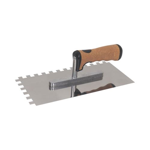 TOPTRADE hladítko nerezové, s EKO rukoväťou, zub 10 mm, 270 x 130 mm, profi (13)