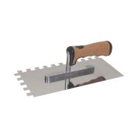 TOPTRADE hladítko nerezové, s EKO rukoväťou, zub 12 mm, 270 x 130 mm, profi
