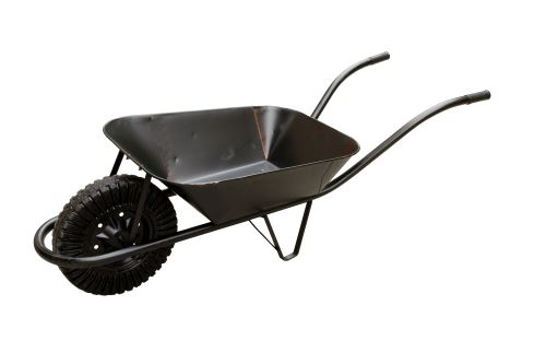 TOPTRADE fúrik stavebný, bodovaná korba čierna, koleso tvrdý bantam, 60 l, profi
