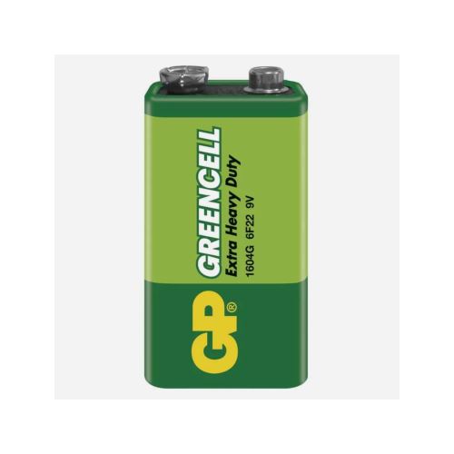 batérie GP Greencell, zinkovo - chloridová, 6F22, plochá, blister 1 ks, 9 V