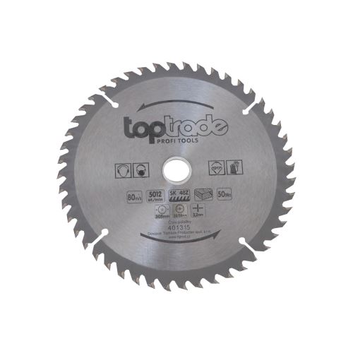 TOPTRADE kotúč pílový, na drevo, s SK plátkami, 48 zubov, 305 x 3,2 x 30/20 mm