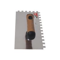 TOPTRADE hladítko nerezové, s EKO rukoväťou, zub 10 mm, 270 x 130 mm, profi (9)