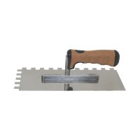 TOPTRADE hladítko nerezové, s EKO rukoväťou, zub 12 mm, 270 x 130 mm, profi (12)