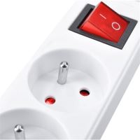 kábel predlžovací, biely, 5 zásuviek, s vypínačom, 3 m, ~ 250 V / 10 A (3)