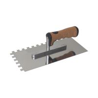 TOPTRADE hladítko nerezové, s EKO rukoväťou, zub 10 mm, 270 x 130 mm, profi