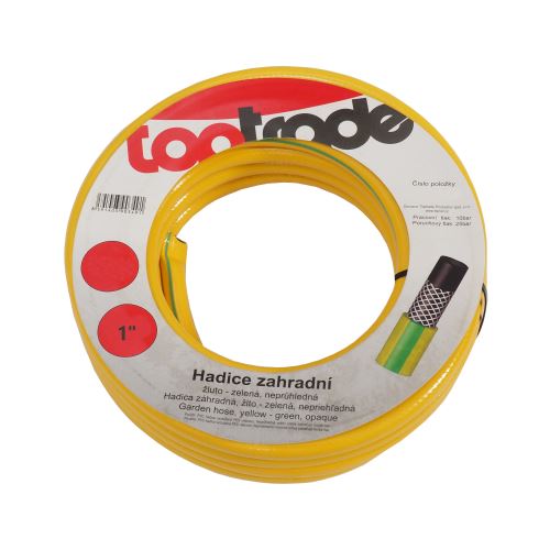 TOPTRADE hadica zahradná, žlto - zelená, nepriehľadná, 1", 15 m