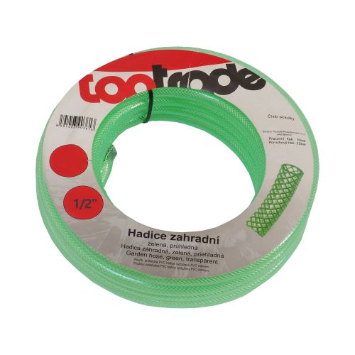 TOPTRADE hadica zahradná, zelená, priehľadná, 1/2", 15 m