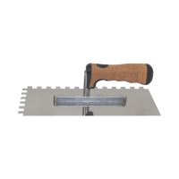 TOPTRADE hladítko nerezové, s EKO rukoväťou, zub 10 mm, 270 x 130 mm, profi (12)