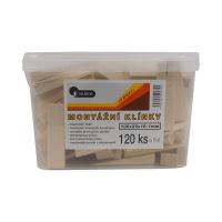 klinky drevené, montážne, v kýbliku, balenie 120 ks, 100 x 25 x 16 - 1 mm - BAZAR -