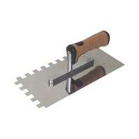 TOPTRADE hladítko nerezové, s EKO rukoväťou, zub 12 mm, 270 x 130 mm, profi
