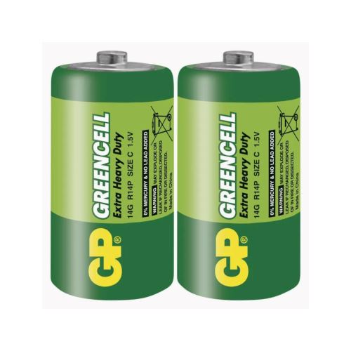 batérie GP Greencell, zinkovo - chloridová, R14, malé mono C, blister 2 ks, 1,5 V (1)