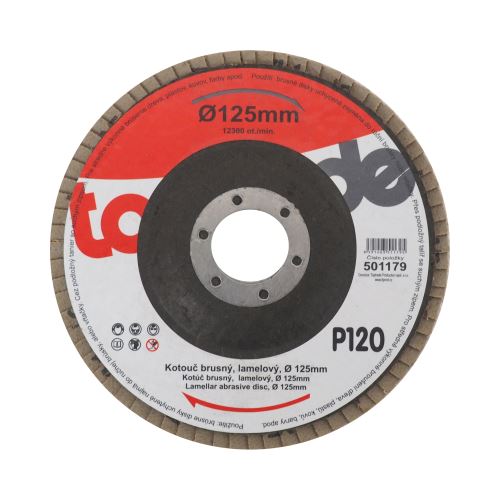 TOPTRADE kotúč brúsny, lamelový, zrnitosť 120, 125 x 22,2 x 2 mm (2)